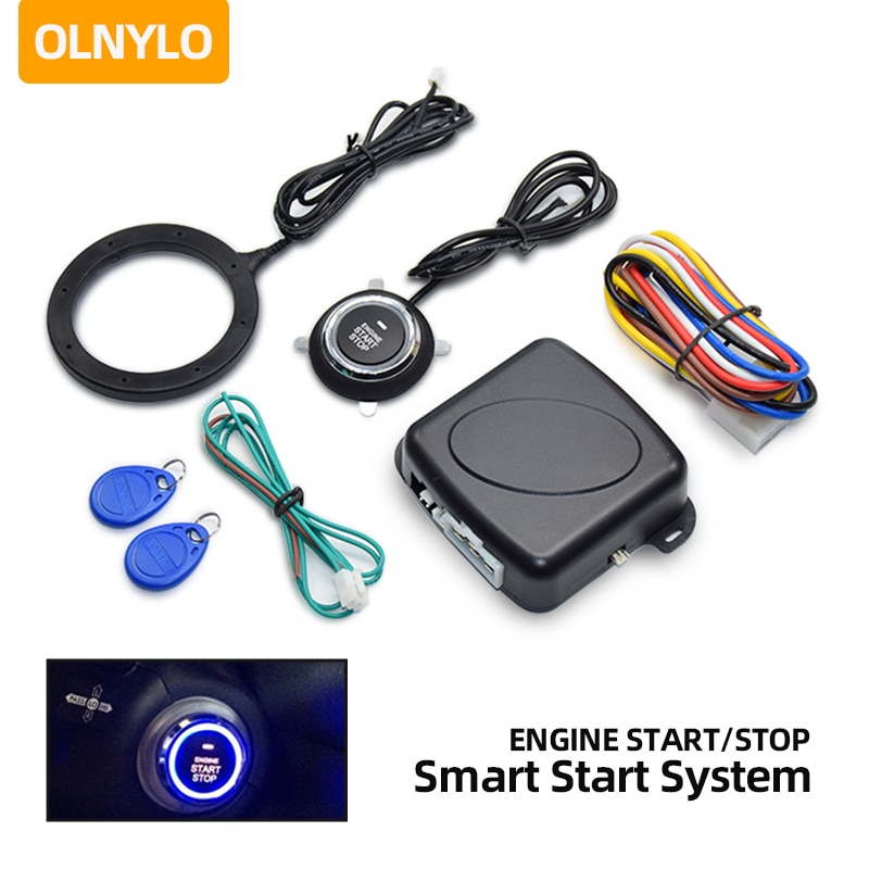 12V Auto Car Alarm One Start Stop Button Engine Push Button RFID Lock Ignition Switch Keyless Entry Starter Antitheft System