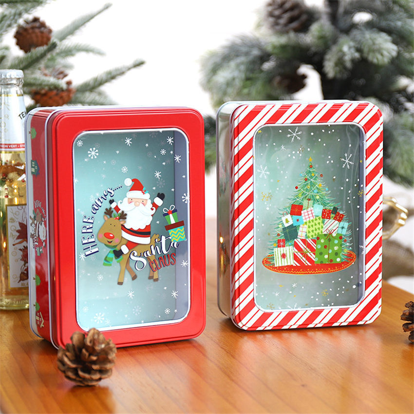 Emballage de noël en fer, boîte à bonbons, joyeux noël, bonhomme de neige, fête, décoration de bonbons Cookies faits à la main