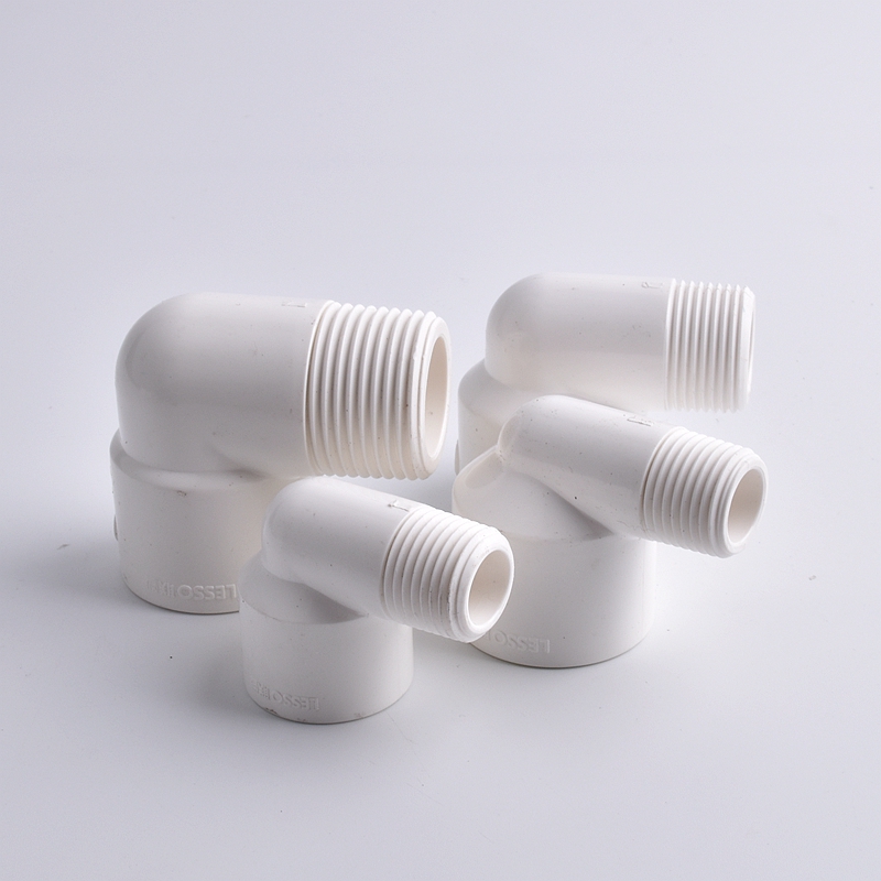 Connecteur PVC blanc 20 25 32mm à 1/2 "3/4" 1 ", réducteur égal à 90 degrés, raccord à filetage mâle, Joint coudé pour l'irrigation du jardin