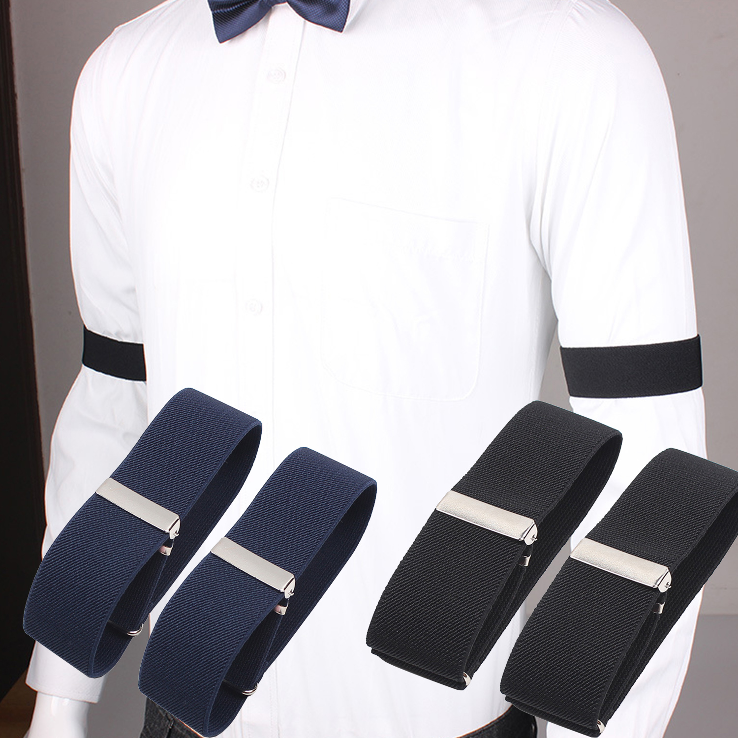 One Pair Elastic Armband Shirt Sleeve Holder Women Men Adjustable Arm Cuffs Bands For Party Wedding Clothing Accessories
