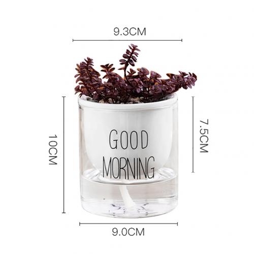 Automatic Watering Flower Pots Ceramic Succulent Plant Flower Pot with Glass Water Container Planters Flower Pots Garden Decor n: Black S