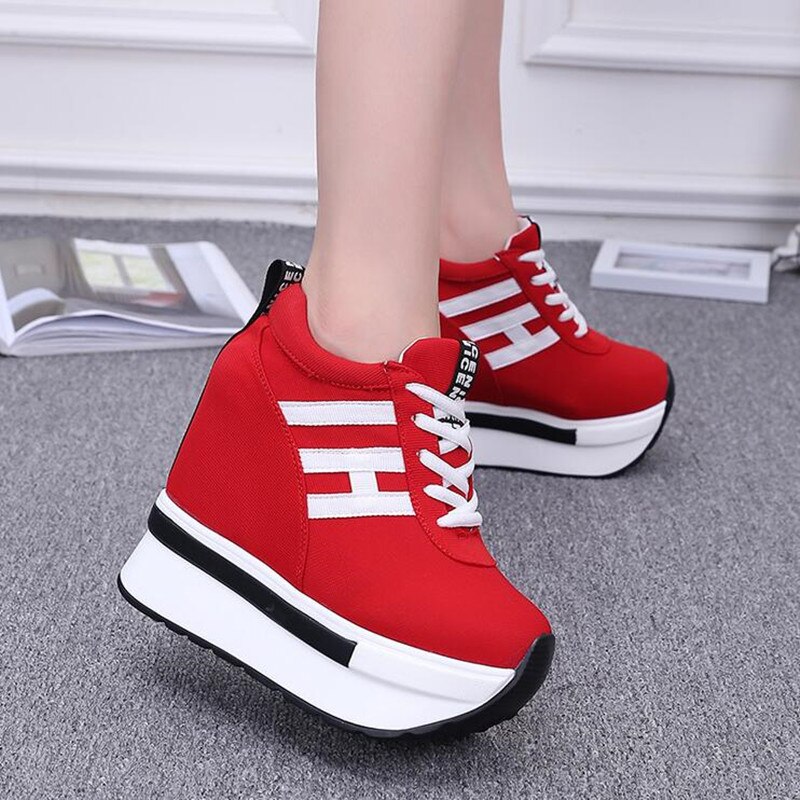 Dames Schoenen met Hakken Rode Vrouw Schoenen Platforms Hoge Hakken Dames Schoenen Vrouw Lace-UP Sneakers Zapatos de Mujer W33: 1 / 5