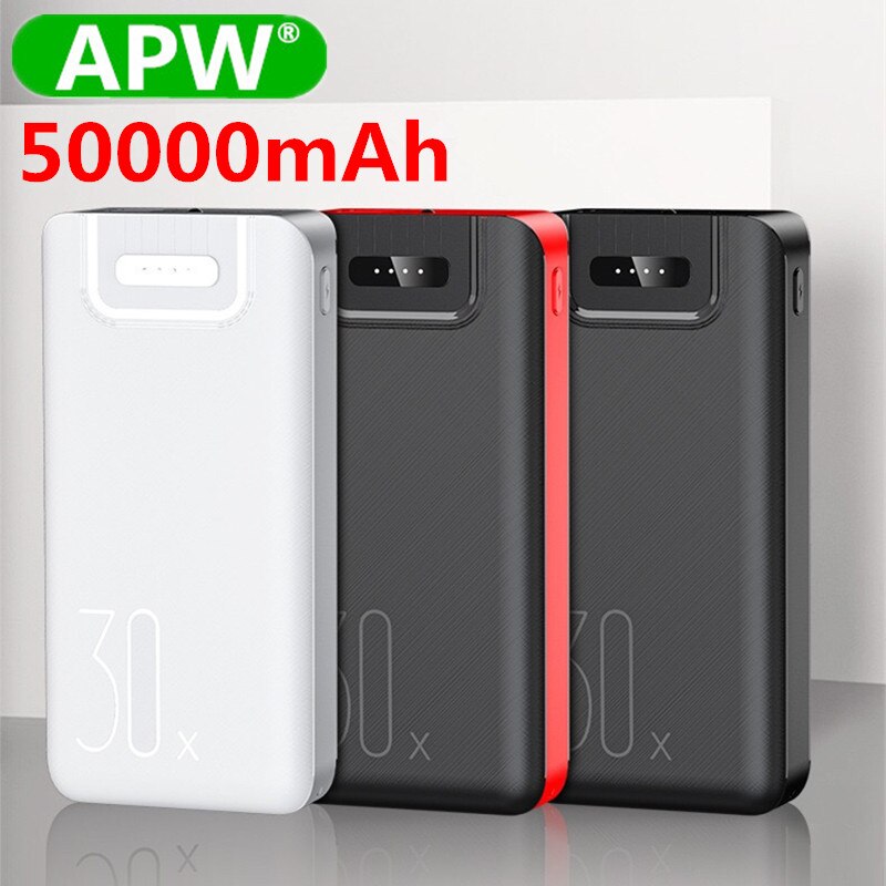 Power Bank 50000mAh Rollenmaschinenlinie Typc Micro USB QC Schnelle Aufladen Power Led-anzeige Tragbare Externe Batterie Ladegerät Für telefon tablet