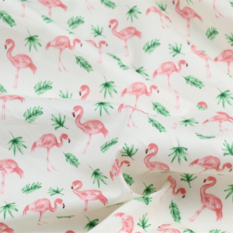 Flamingo print bomuld twill stof tekstil håndværk patchwork diy syning fedt sovesal fire sæsoner ark til baby & barn