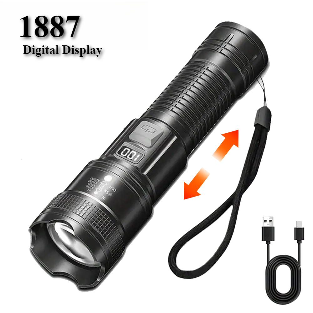 Rechargeable LED Flashlights Super Bright Portable Flashlights 3/5 Modes Telescopic Zoom Waterproof Handheld Torches: changeable