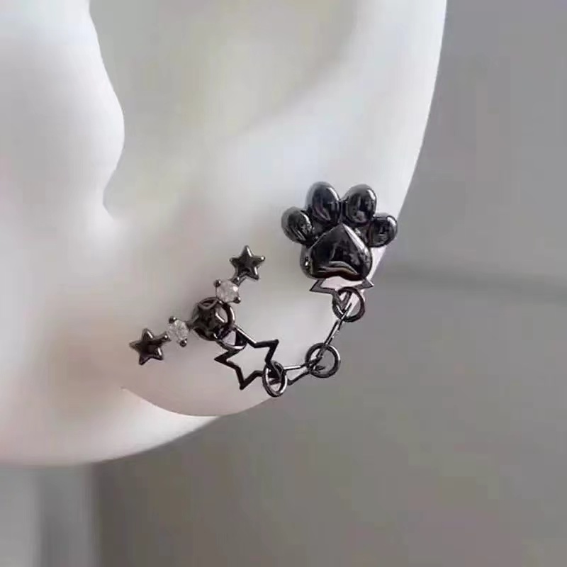 1 Uds. Orejas y tachuelas perforadas Y2K estilo gótico cadena de circón 316L acero inoxidable hueso del oído uñas mujeres joyería Punk: COLOR ORO ROSADO