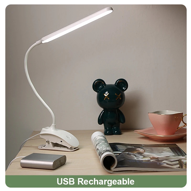 Lámpara led de clip de carga USB, protección ocular, pequeña lámpara de escritorio para estudiantes, lectura de escritorio, lámpara de clip de carga, lámpara de mesita de noche para dormitorio