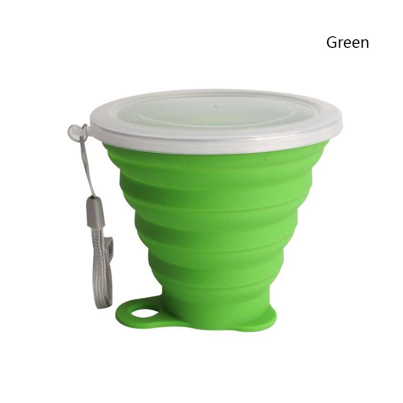 Opvouwbare Siliconen Cup Draagbare Siliconen Telescopische Drinken Inklapbare Cup Multifunctionele Stofkap Siliconen Vouwen Cup: green