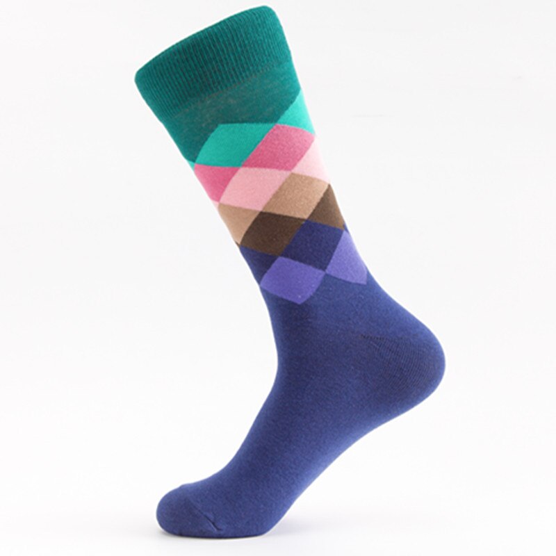European Men's Socks Classic Colorful Sox Man Cotton Crew Casual Sport Socks Stripe and Cell Socks 1 Pair Socks Large Size Sox: C8