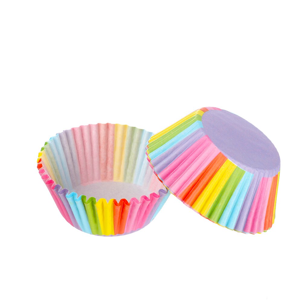 50/100Pcs Muffins Cup Papier Cupcake Wrappers Bakselkoppen Gevallen Muffin Dozen Cake Cup Diy Cake Gereedschappen Keuken bakken Levert: 100Pcs colorful 1