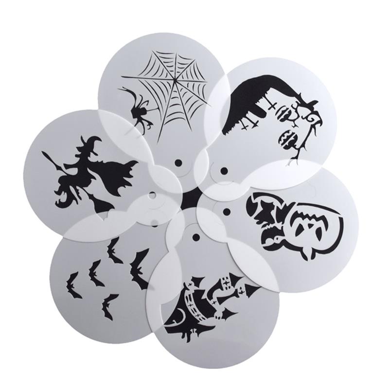 6pcs/set DIY Fancy Coffee Printing Flower Mold Latte Coffee Cappuccino Mold Coffee Cake Decoration Cake Plastic Mold Template: 02