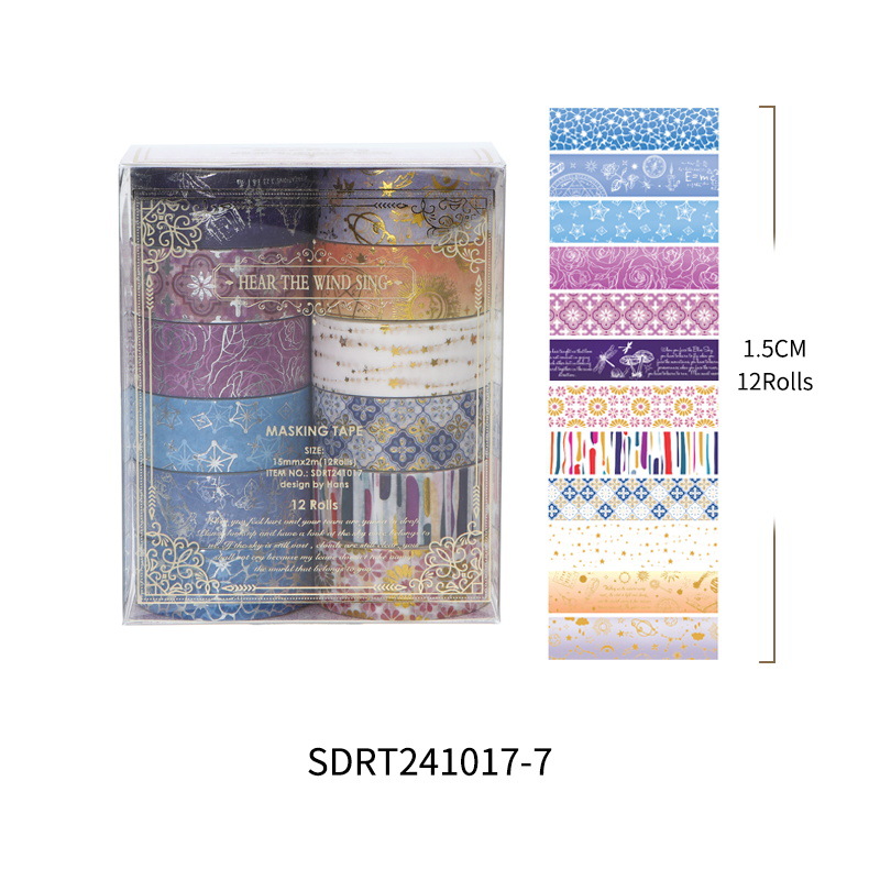 12Pcs Fruits Washi Tapes Scrapbooking Supplies Washitape Gold Foil Stamping Ocean Diary Cinta Adhesiva Decorativa Washi Tape Set: green