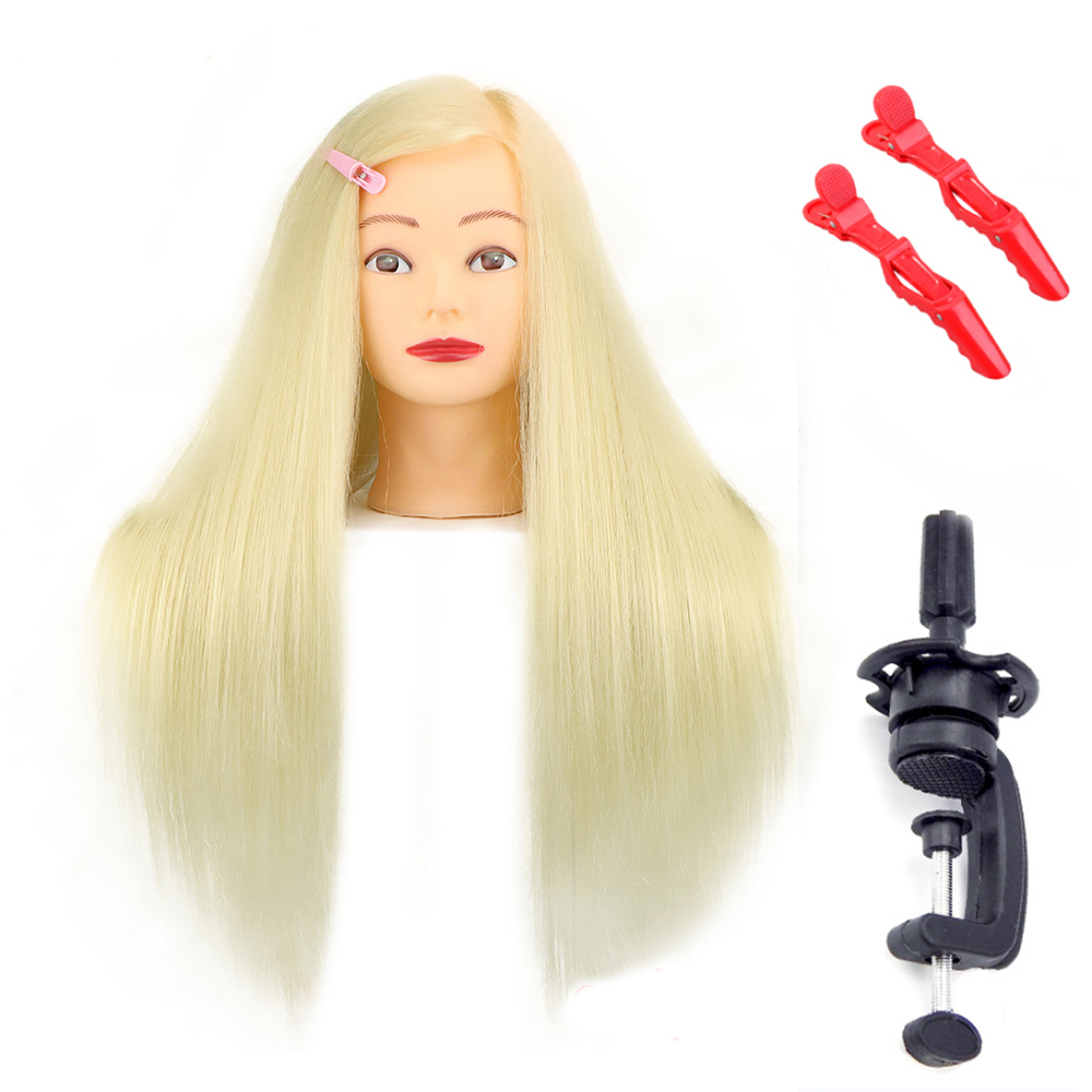 85%Real Hair Doll Head For Hairstyle Training Head Kit Mannequin Head Styling To Practice Curl Iron Straighten: light green