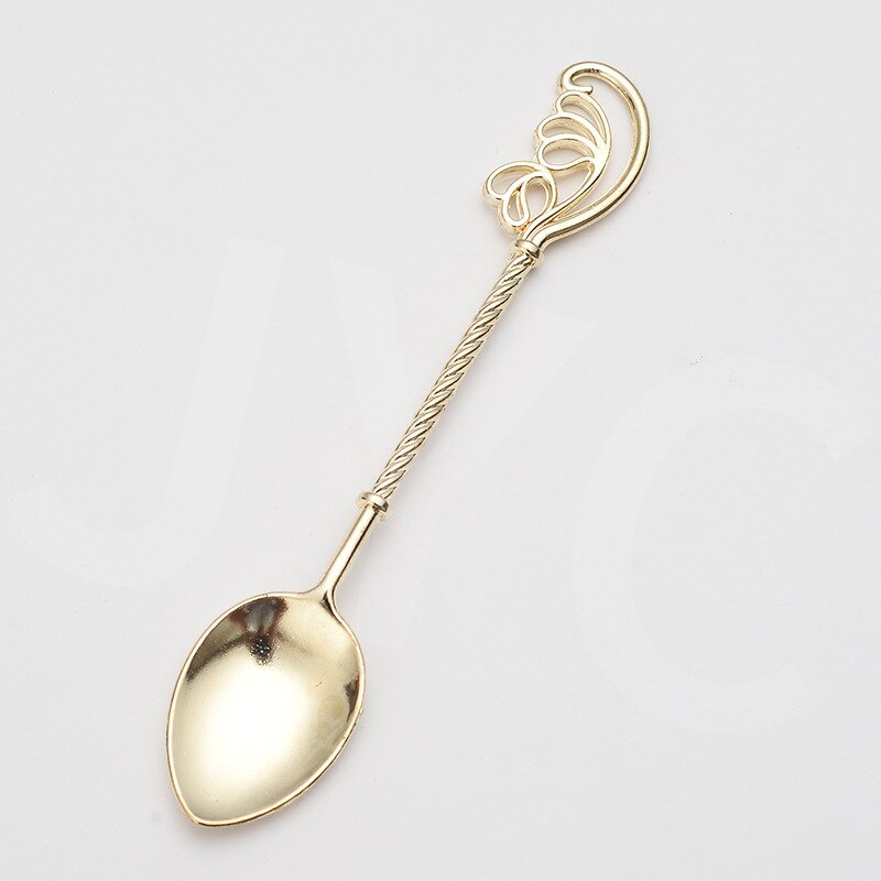 Cuillère en laiton Imitation classique, réplique Antique, petite cuillère, thé de l&#39;après-midi, fourchette à Dessert rétro cuillère à café, ustensiles de table, outils de cuisine: 01