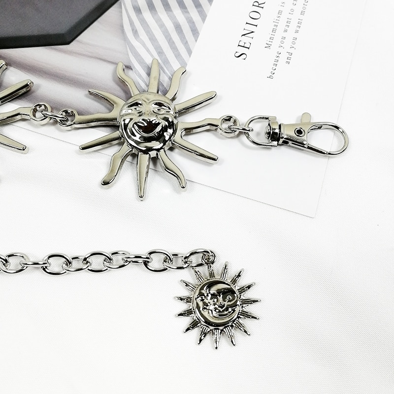 Gothic gold chain belt sun metal ladies waist belts for women long waistband dress citos punk ceinture femme ketting riem