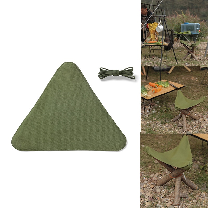 Portable Triangular Nylon Canvas Stool Seat Folding Waterproof Nylon Canvas Stool Seat for Outdoor Camping Fishing Hiking