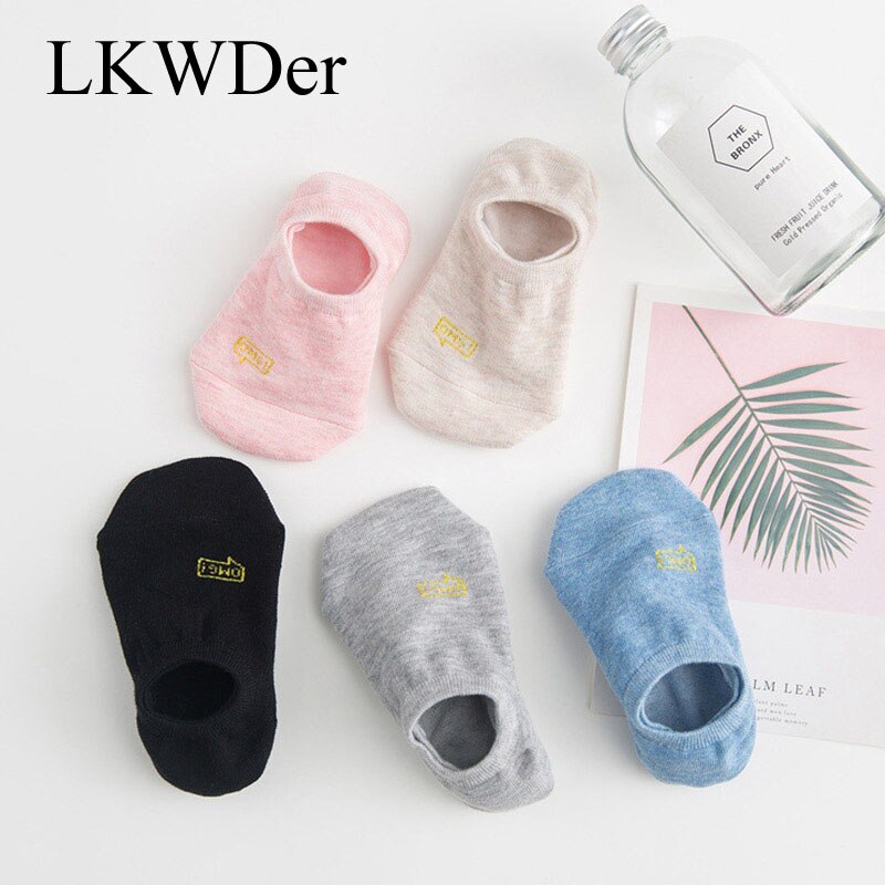 LKWDer 5 Pairs Summer Women Boat Socks Invisible Low Cut Non-slip Silicone Socks Summer Girl Female Ladies Sock Meias Calcetines