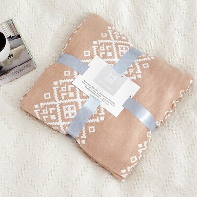 Junwell 100%  bomull muslin sommerteppe sovesofa reise pustende elegant tråd stort mykt kaste teppe para teppe: sand / 150 x 200cm