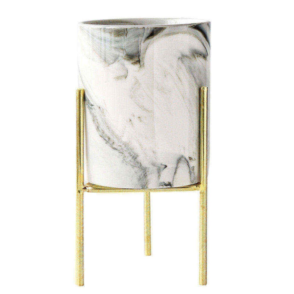 Scandinavische voorraadpotten met goud, zwart, wit, chique frame, marmerpatroon, potloodhouder, keramische bloemenmachine, bloemenvaas, voorraadpot