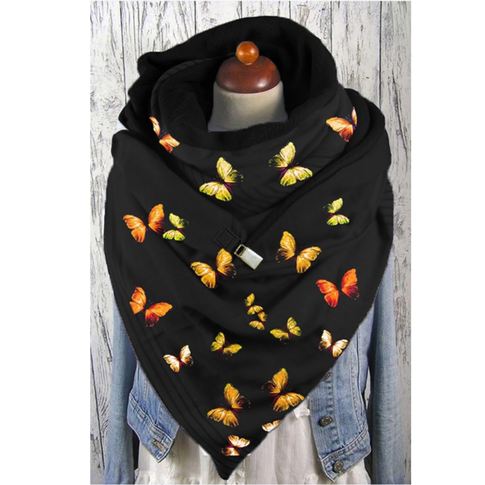 4@ Winter Women Scarf Winter Women Printing Button Soft Wrap Casual Warm Scarves Shawls Bib Warm Scarves Shawls: A