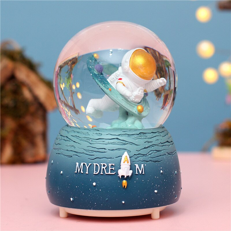 Rymd astronaut kristallkula speldosa dekoration student speldosa snö vatten boll födelsedag heminredning