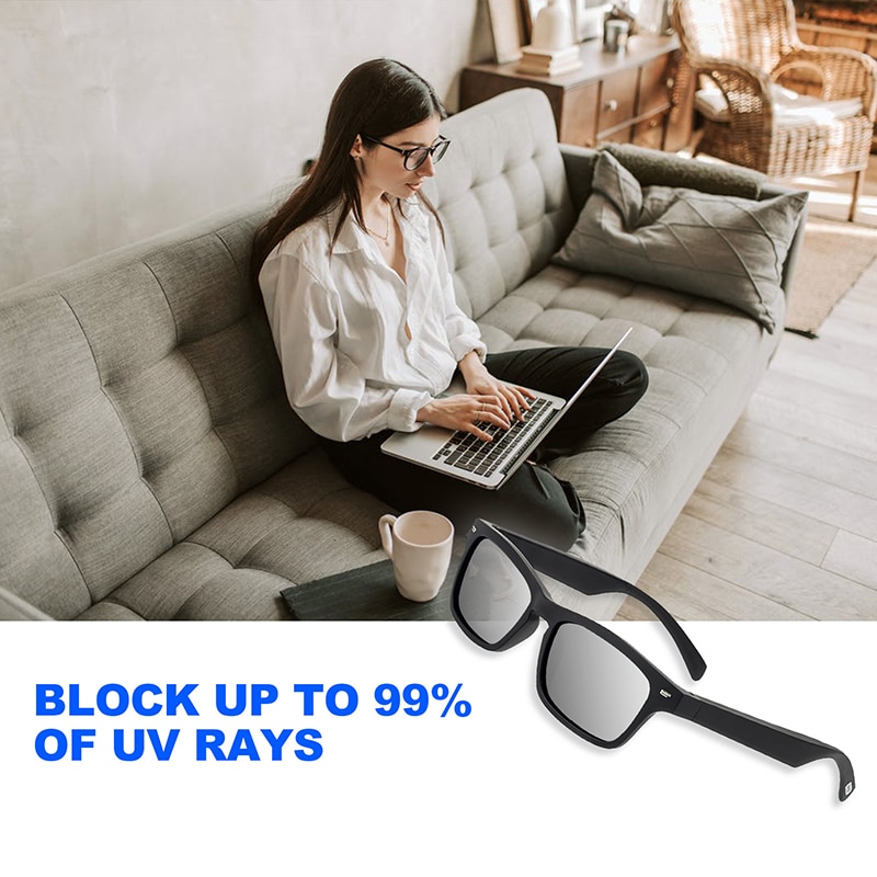 Hightech-smart-sonnenbrille mit kabelloser bluetooth-freisprecheinrichtung, musiksteuerung, sprachsteuerung und offenem ohrlautsprecher für gaming, meetings und autofahren