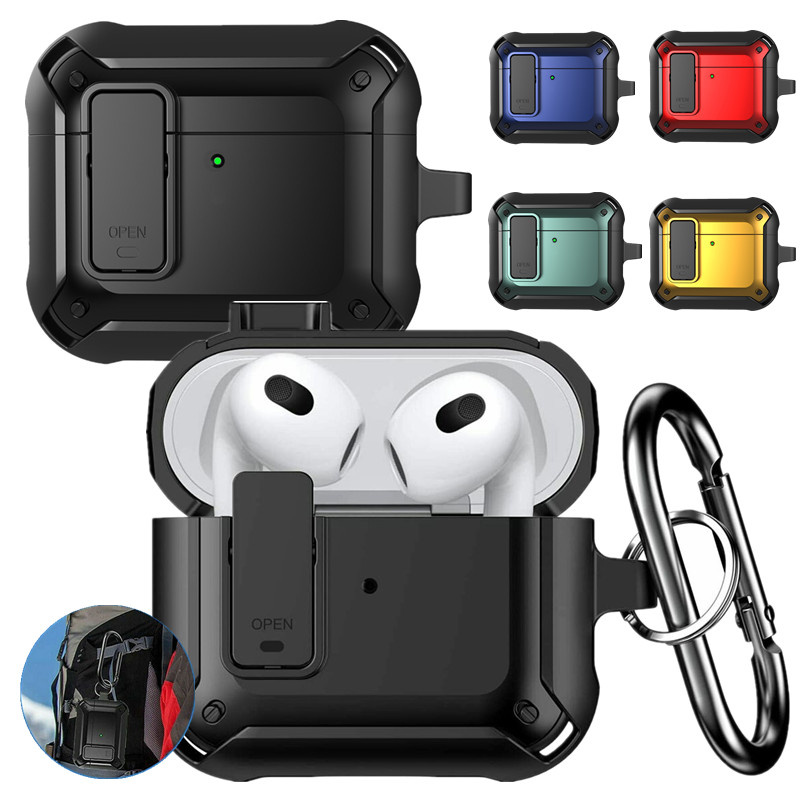 Pantser Schokbestendige Behuizing Voor Apple Airpods 4 3 2 1 Air Pods Pro 2 Oordopjes Accessoires Cover Sleutelhanger Switch Coque Capa Fundas