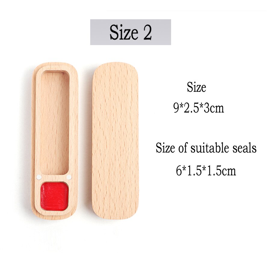 Natural Beech Seal Box Portable Stamp Storage Box Red Inkpad Art Painting Calligraphy Supplies Box: Size 2