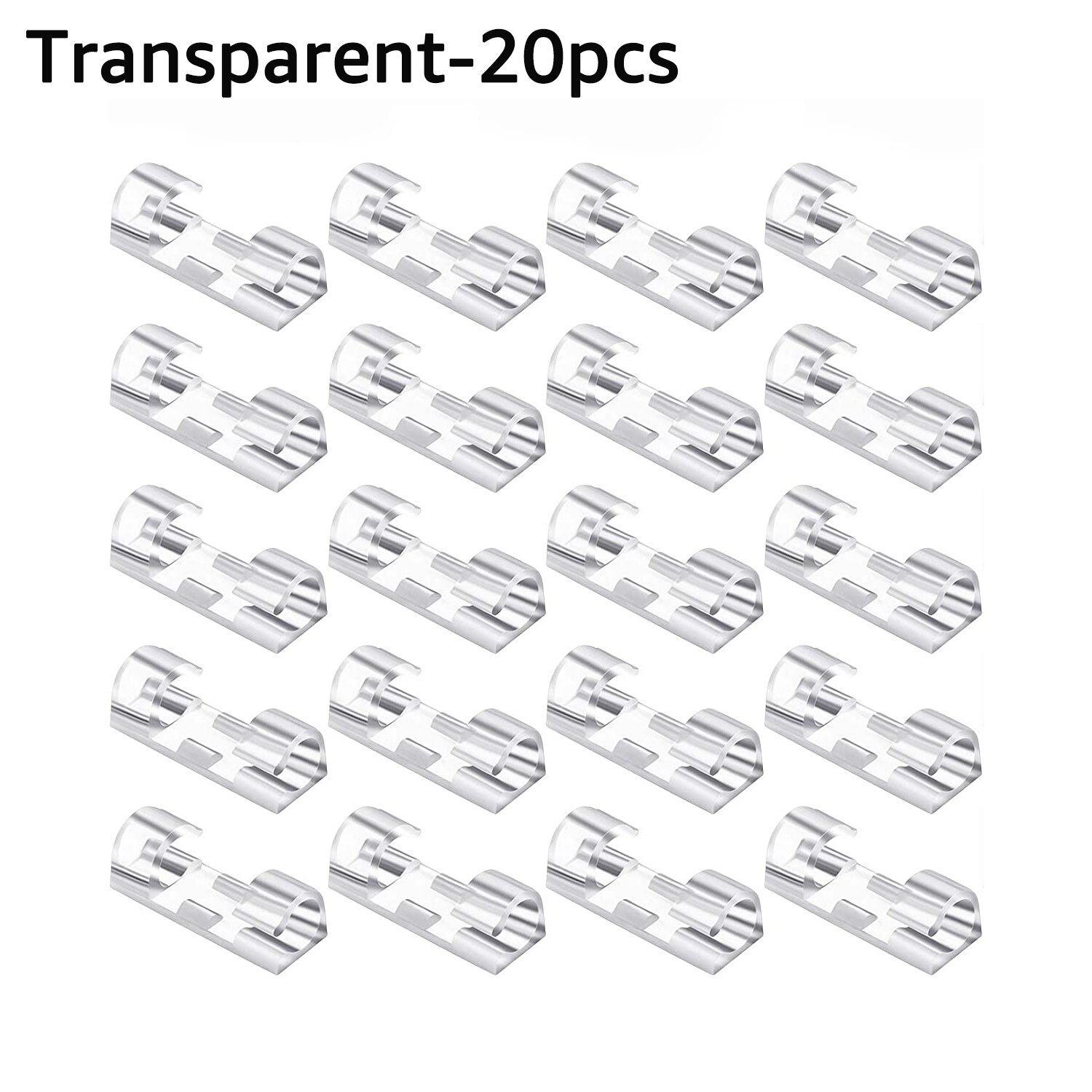 Kabel Management Desktop Usb Kabel Organizer Clips 5/20Pcs Computer Pc Smart Telefoon Kabelhaspel Tafel Muur Fixer fastener Houder: Transparent-20PCS