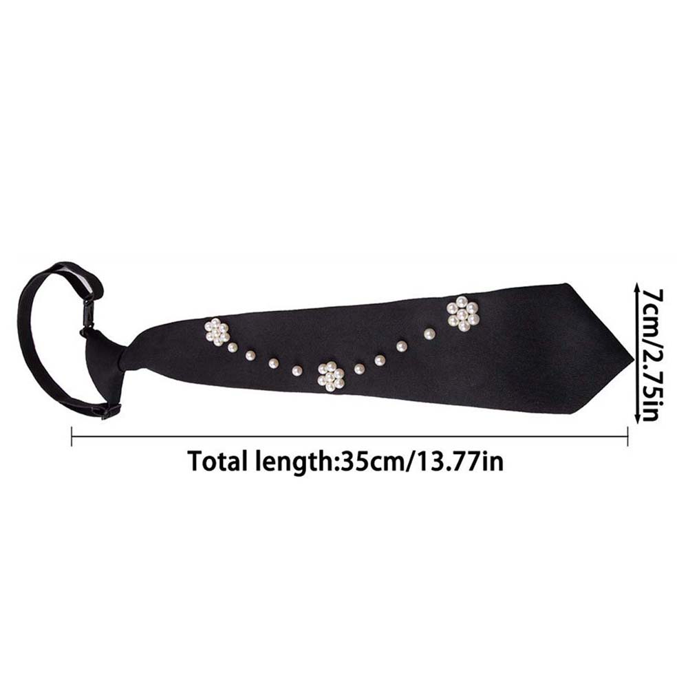 Clothing Decoration Korean Style Pearls Tie Tassels Black Hand-beaded Long Necktie Choker Geometric Decoration Shirt Tie Women
