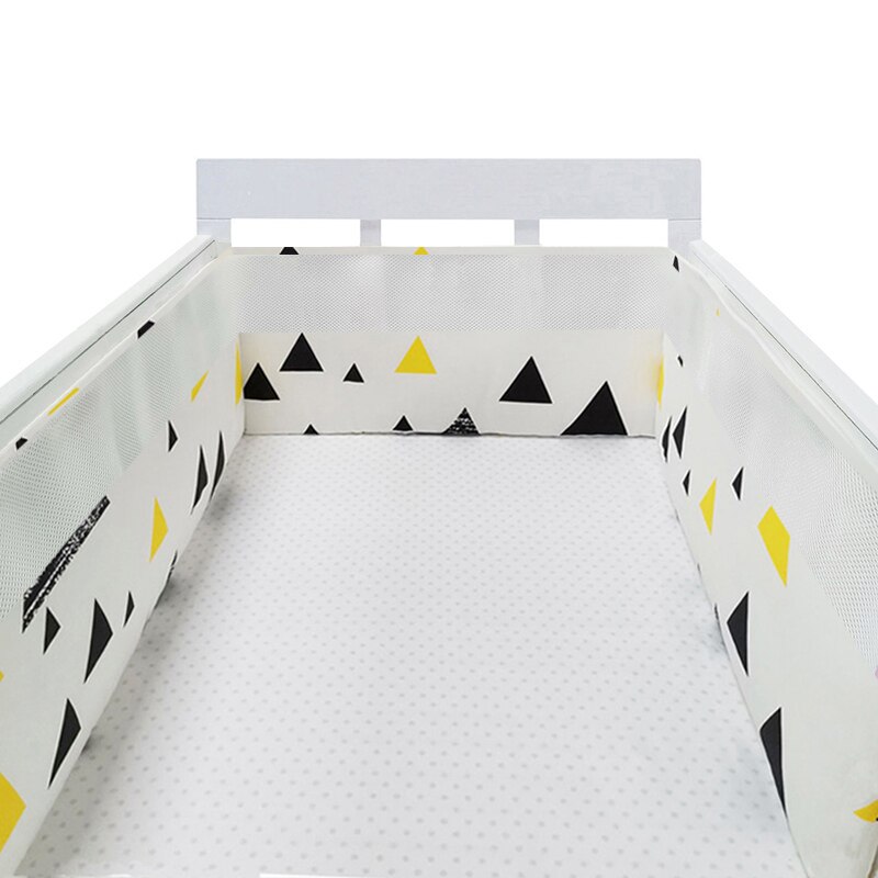 Nordic Style Crib Bumpers Cotton&amp;Mesh Baby Bed Bumpers Clouds/Crown Pattern Newborns Cot Bedding Protectors 200*30cm One Piece: NO4