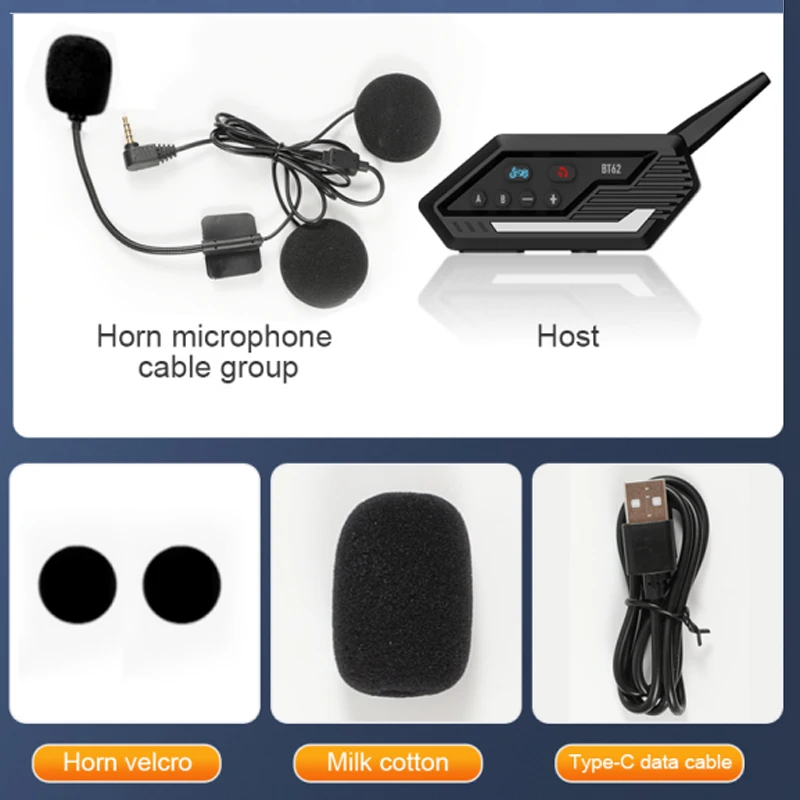 Kebidumei Bluetooth 5.0 Motorcycle Helmet Headset Headphone 800m Intercom speakers Wireless Motobike Hands-free Stereo Earphone: Blue