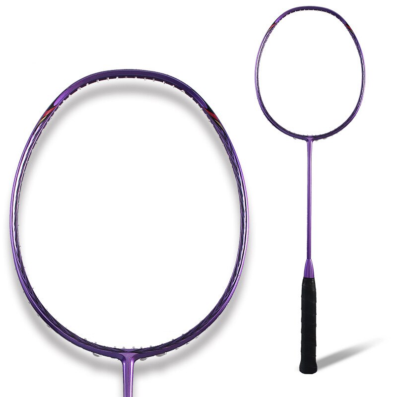 Carbon Badminton Racket Single Shot Men And Women Training Badminton Racket With Racket Bag: Purple