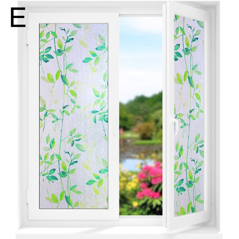 Película de Ventana de vidrio opaco esmerilada con flores de 45cm * largo y 100cm para privacidad de ventanas pegatinas de vidrio adhesivo decorativo para el hogar: E
