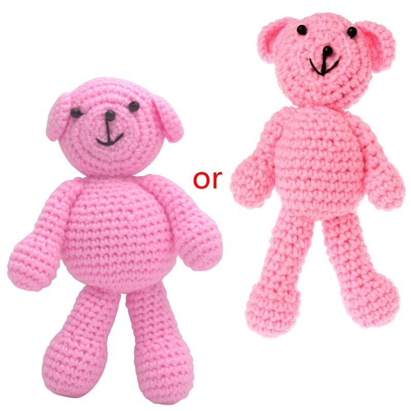 Top Baby Newborn Girls Boys Crochet Knit Bear Photography Prop Photo Toy Cute: Pink