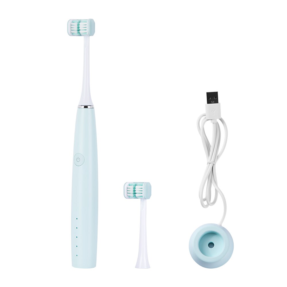 Elektrisk tandbørste 3d pakke genopladeligt ultralyd par voksen studerende fest blødt hår automatisk børstning artefakt: Blå