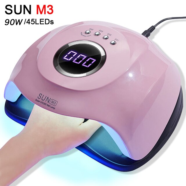 Lámpara UV Led de alta potencia de 120W para secador de uñas, barniz de Gel UV con 60 Led, lámpara para uñas, Gel para manicura y Arte para uñas: 90W-SUN M3