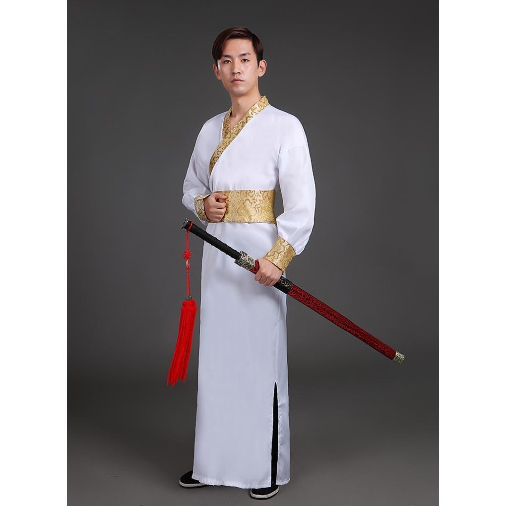 Robe traditionnelle chinoise pour homme, rouge, blanc, noir, costume ancien, rétro, style chinois
