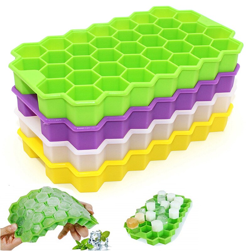 1Pcs 37 Kubussen Thuis Honingraat Vorm Silicone Ice Cube Tray Mold Opslag Container