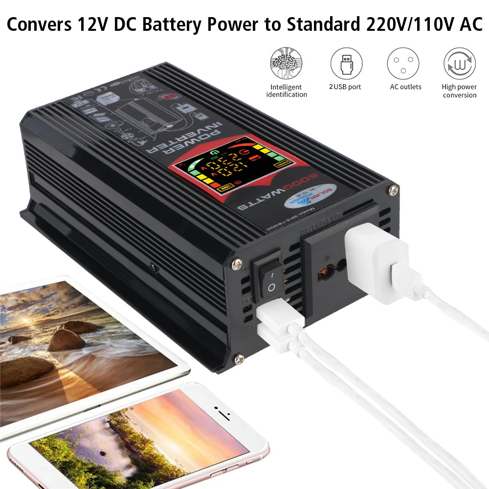 DC 12V To 220V Socket With 4.2A USB Car Power Invertor Car Accessories Vehicle-Mounted Household AC Converter Universal 6000W