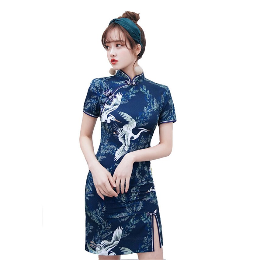 Cheongsam chinese traditionele jurk voor vrouwen \& #39 ;s jurk sexy hanfu opstaande kraag kraan slank vintage oosterse outfit qipao