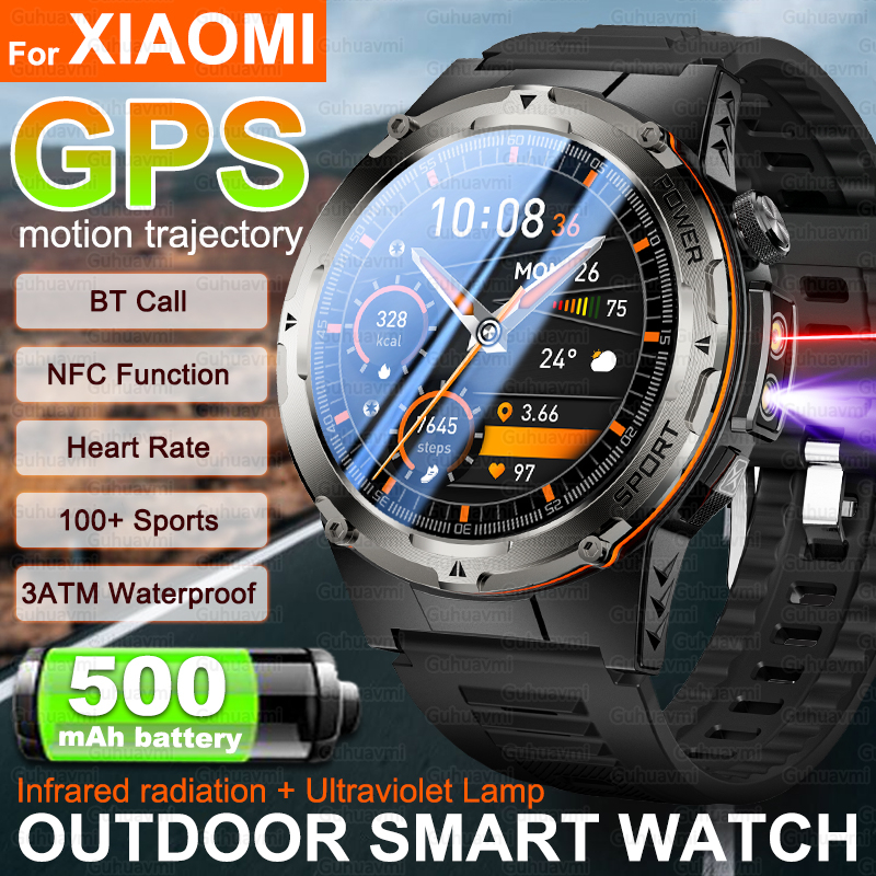 Para xiaomi gps esportes profissionais ao ar livre relógio inteligente masculino nfc freqüência cardíaca bt chamada 3atm à prova dwaterproof água natação fitness smartwatches