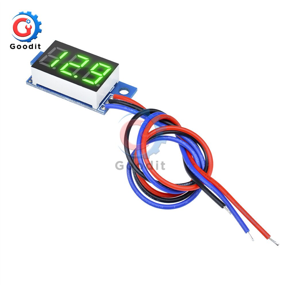LED Mini Digital Voltmeter Blue/red/green LED Display Volt Meter 0.36 Inch DC 0-100V Gauge Volt Voltage Panel Meter 3 wires: Green