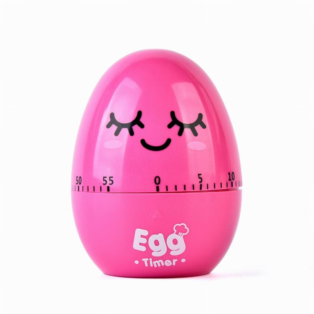 Mechanical Kitchen Timer Alarm Clock 60 Minutes Cartoon Egg Shape Kitchen Cooking Egg Timer Reminder minutnik kuchenny 25: Pink