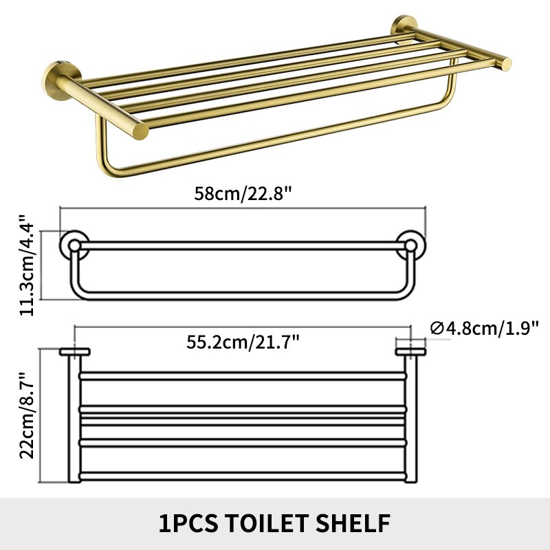 Badkameraccessoires Handdoekenrek Plank Papierhouder Roestvrij staal Toiletborstelhouder Handdoekring Robe Hook Hanger Chroom: Clear