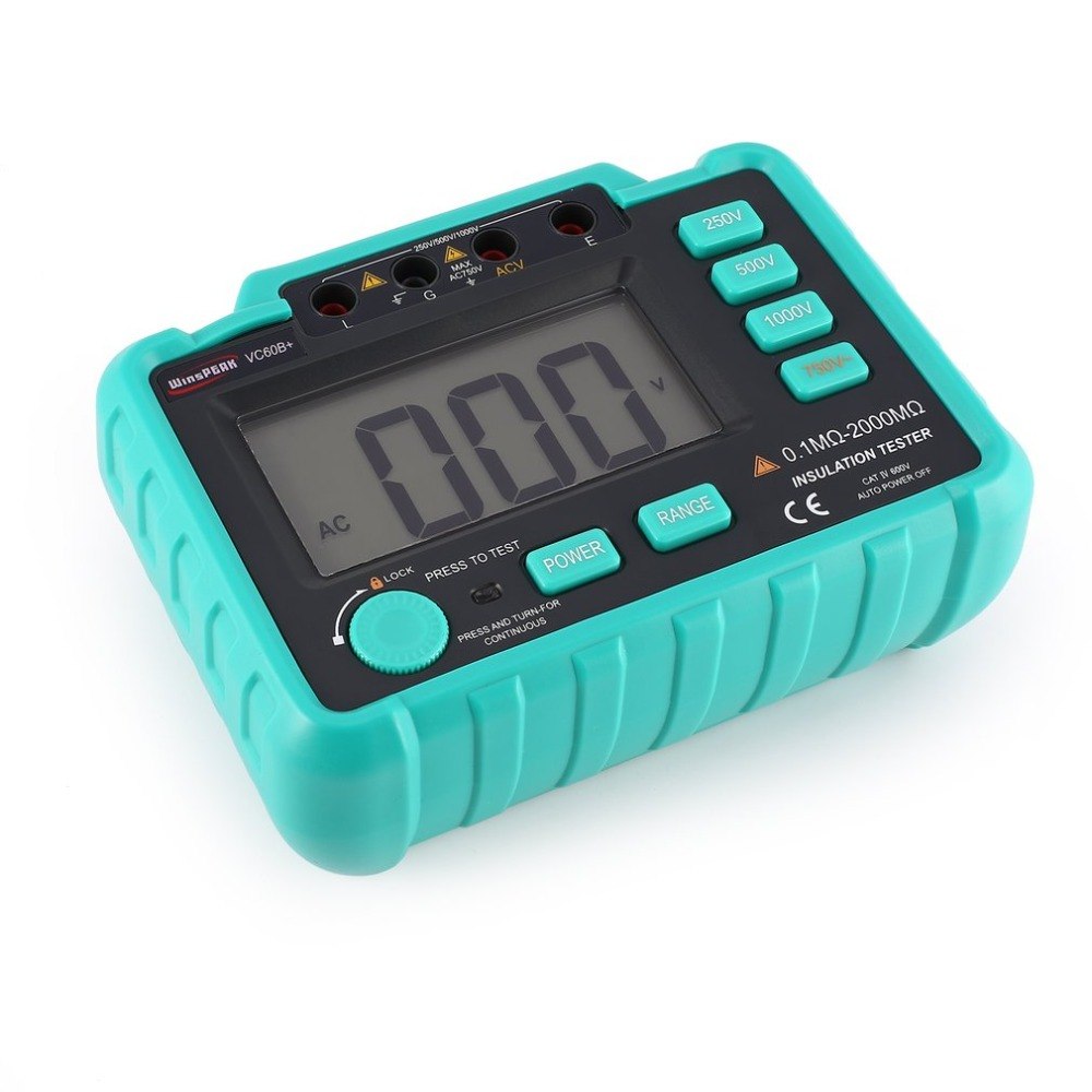 VC60B+ 1000V Digital Auto Range Insulation Resistance Meter Tester Megohmmeter Megger High Voltage LED Indication