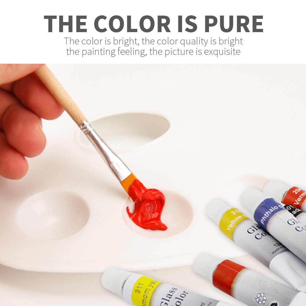 12 colors 12mL waterproof non-toxic glass paint tube set stained glass paint kit Pigment coating set Solid pigment