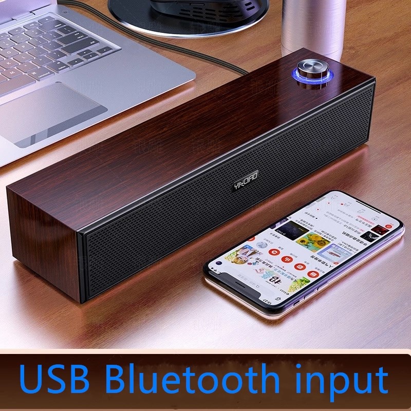 Wooden Bluetooth Speaker USB Smart Computer Desktop Wired Speaker Subwoofer Bar column 3D Stereo Sound Surround Loudspeaker