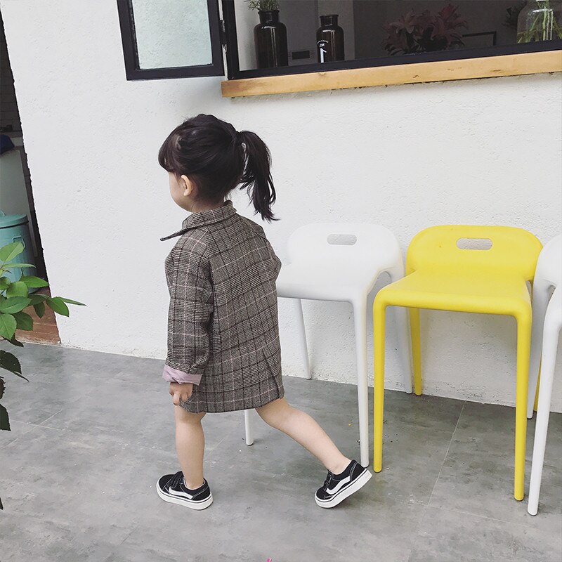 Meisjesjas herfst geruite jas voor meisjes koreaanse revers enkelrijs peuter kinderen bovenkleding kinderkleding 1 2 3 4 5 y