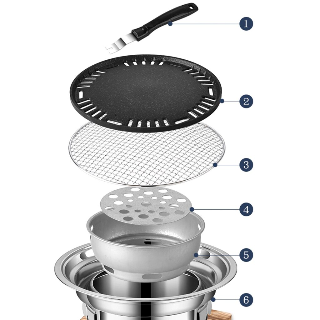 Koreaanse Houtskool Barbecue Grill Rvs Non-stick Barbecue Lade Grills Draagbare Houtskool Kachel Voor Outdoor Camping Tuin